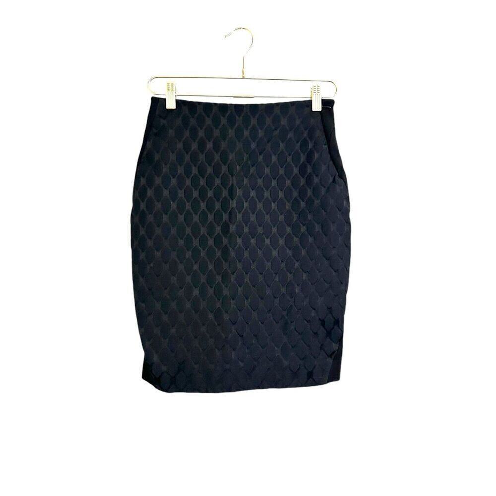Diane von Furstenberg Emma Diamond Pencil‎ Skirt Women's 4 Black Side Zip Party